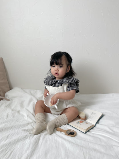 【即納】check frill blouse