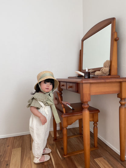【即納】check frill blouse