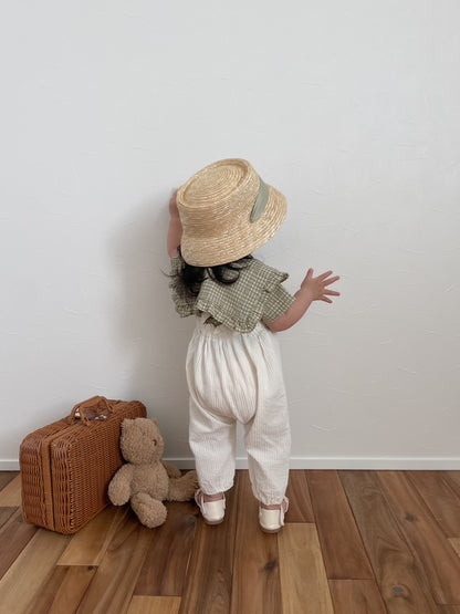 【即納】check frill blouse