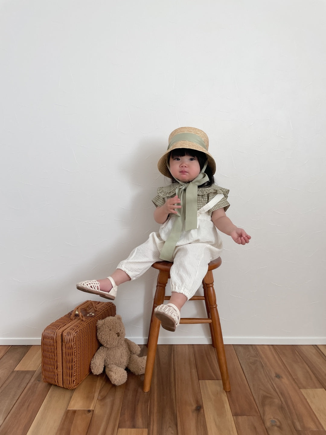 【即納】check frill blouse