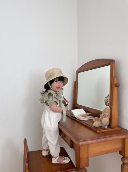 【即納】check frill blouse